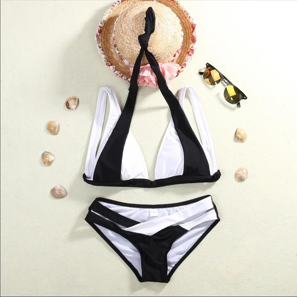 New Sexy Bikini Set Push Up Cross Double Halter - Picture 3 of 8